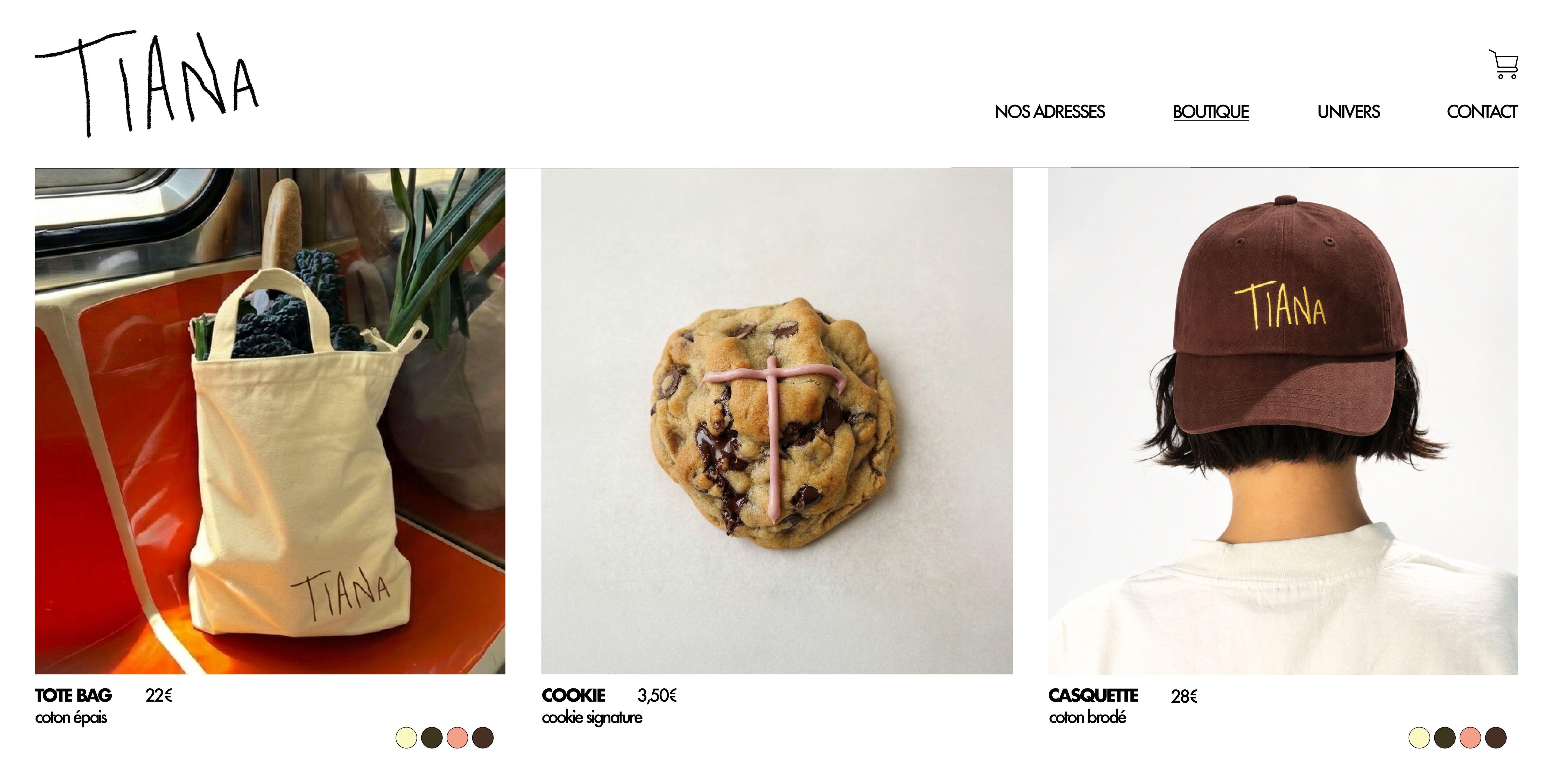 Tiana — site, version noir & blanc
