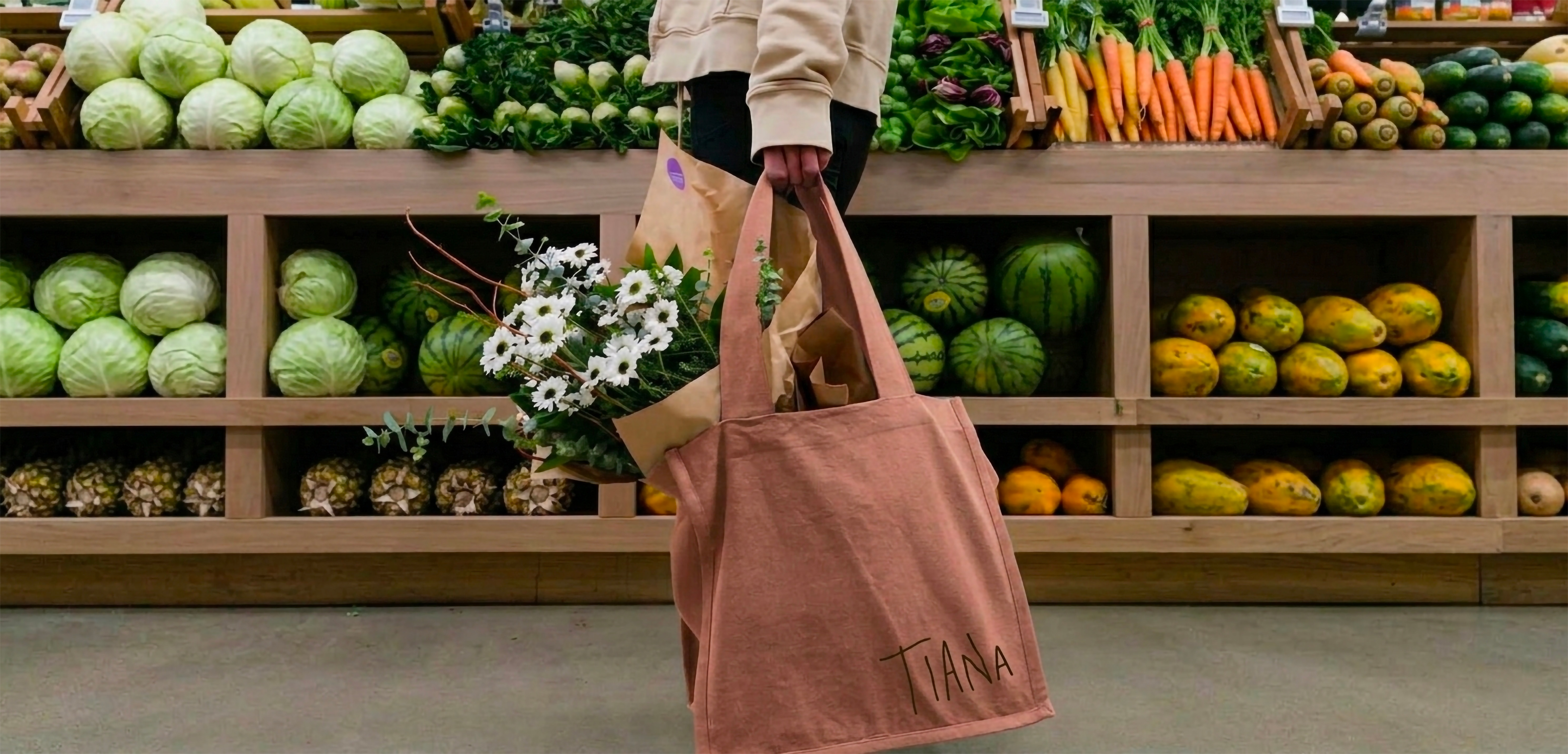 Tote bag rose Tiana